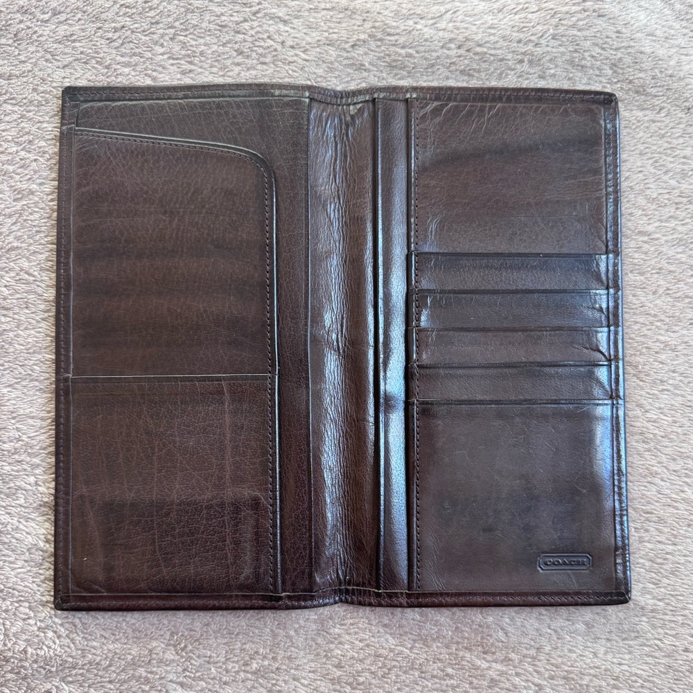 Vintage Coach Breast Pocket Wallet (4725) - Mahogany Brown Water Buffalo Leather